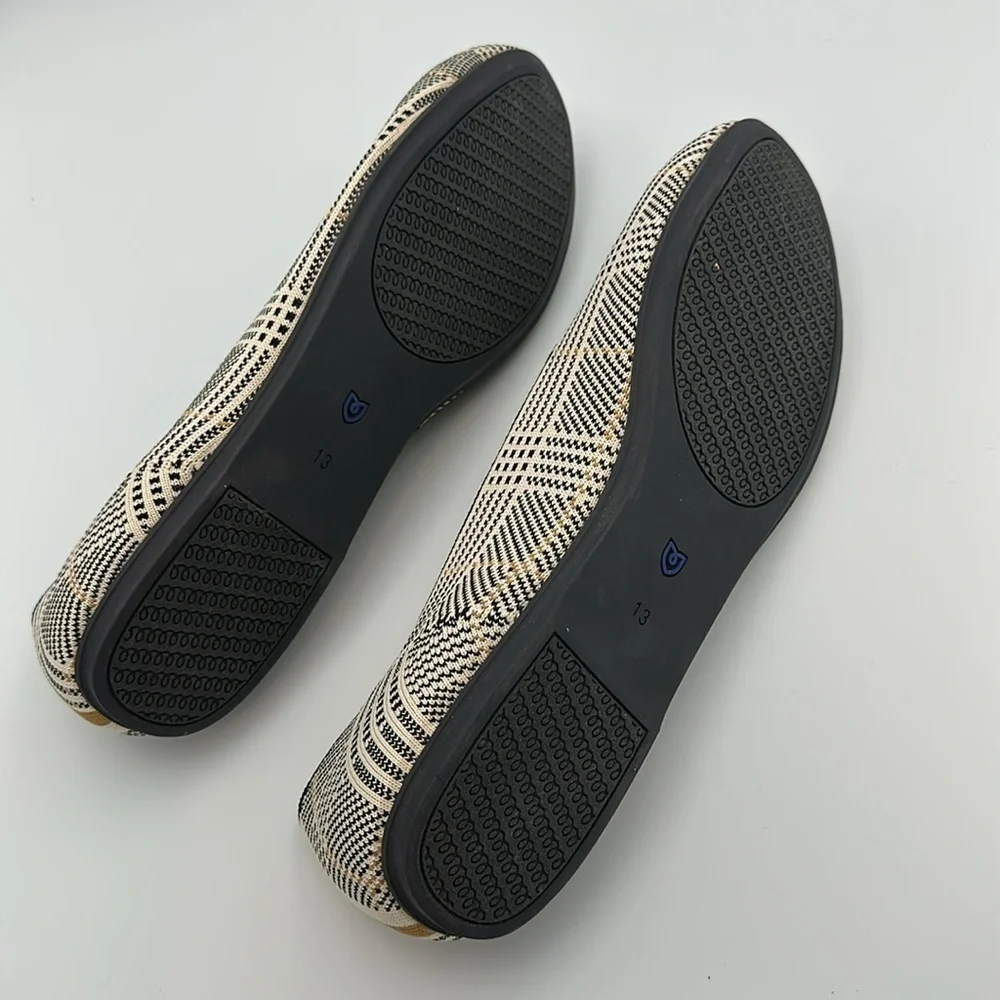 Rothy's The Loafer Ivory Glen Plaid Slip On Washable Flats Preppy Print Sz13